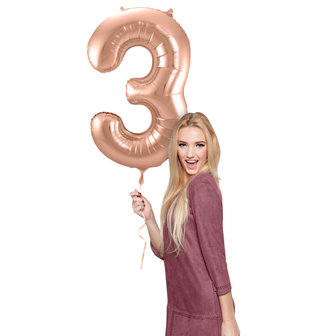 FOLIEBALLON CIJFER 3 ROSE GOLD 63133