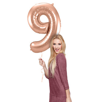 FOLIEBALLON CIJFER 9 ROSE GOLD 63139