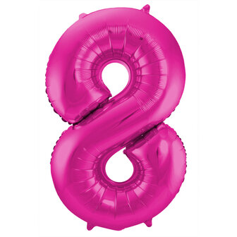 FOLIEBALLON CIJFER 8 MAGENTA ROZE 63198