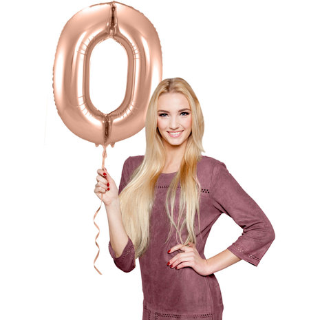 FOLIEBALLON CIJFER 0 ROSE GOLD 63130