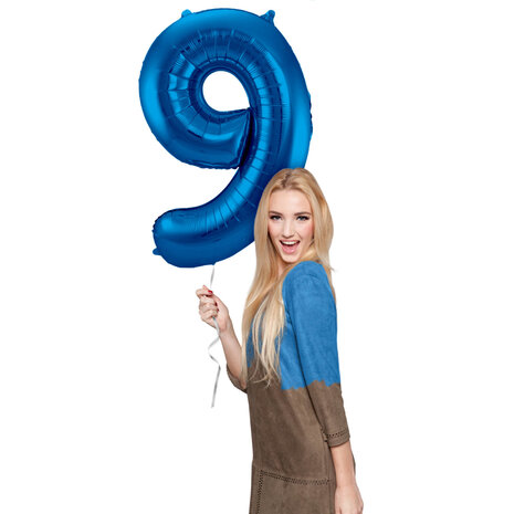 FOLIEBALLON CIJFER 9 BLUE 63149