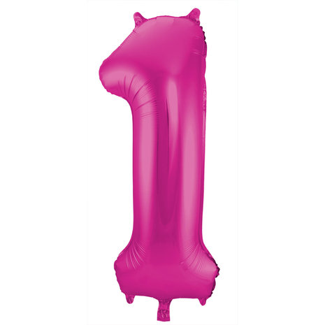 FOLIEBALLON CIJFER 1 MAGENTA ROZE 63191